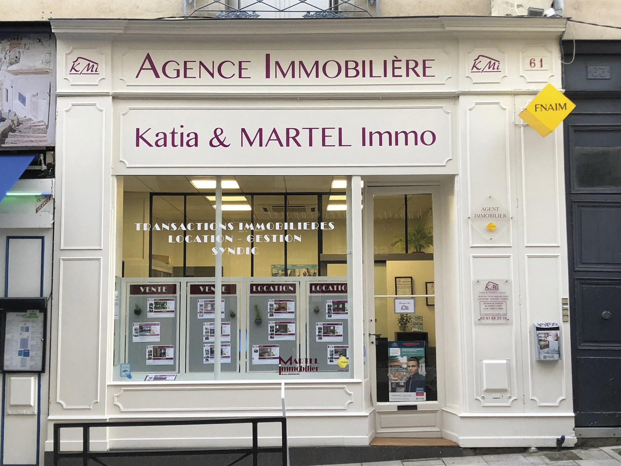 Façade de l'agence immobilière Katia et Martel Immo à Angers
